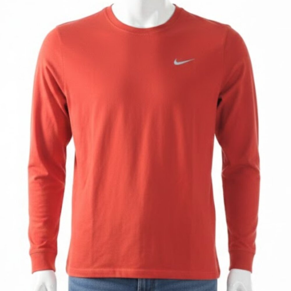 Nike Mens Large Shirt Long Sleeve Regular Fit Red T-Shirt